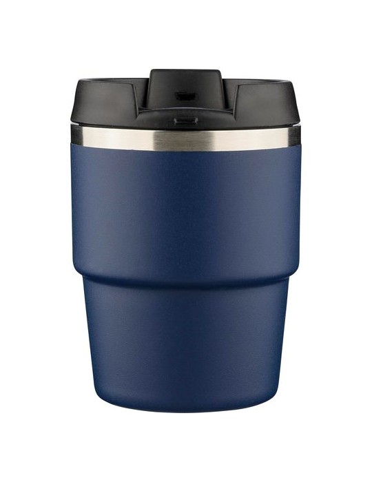 Mug double paroi de 175 ml en acier inoxydable recyclé Oli Matières : céramique Couleurs : noir objet publicitaire robuste