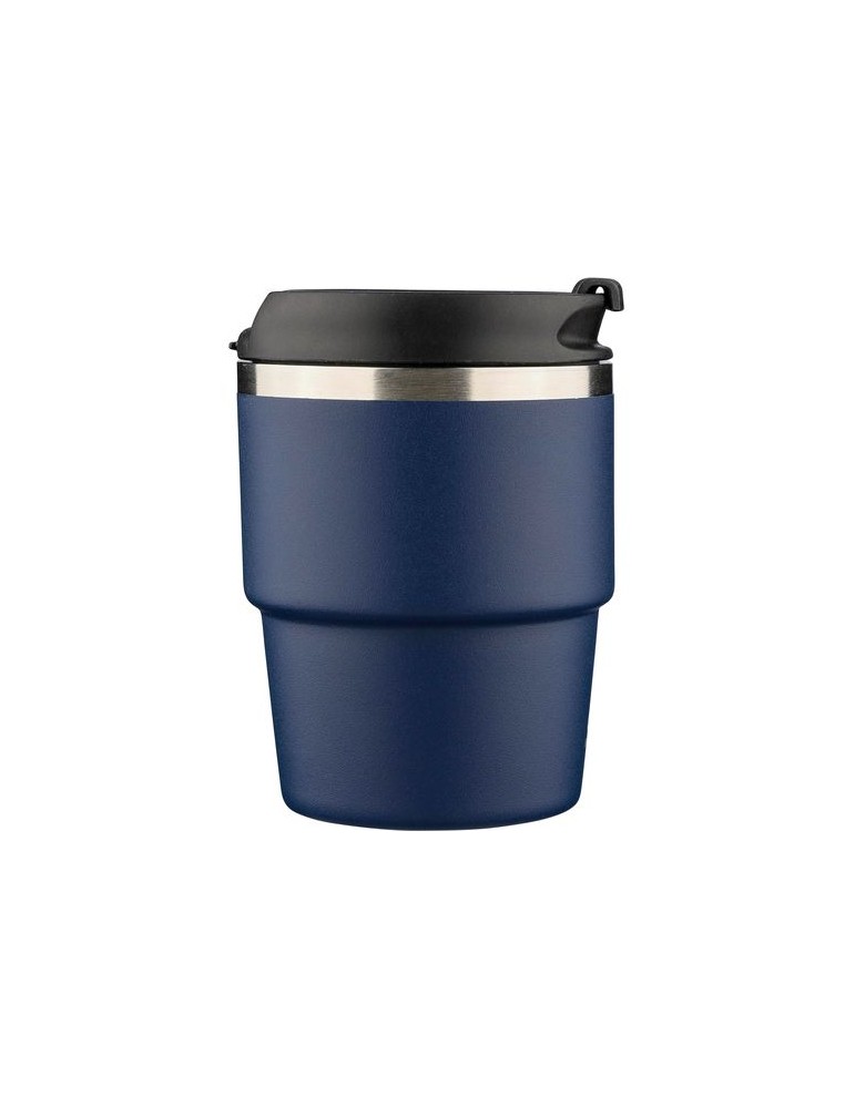 Mug double paroi de 175 ml en acier inoxydable recyclé Oli Matières : céramique Couleurs : noir goodies personnalisé en stock