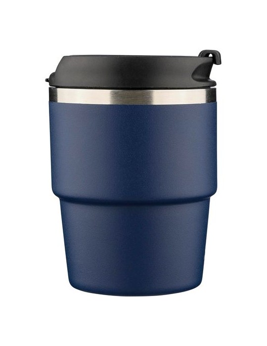 Mug double paroi de 175 ml en acier inoxydable recyclé Oli Matières : céramique Couleurs : noir goodies personnalisé en stock