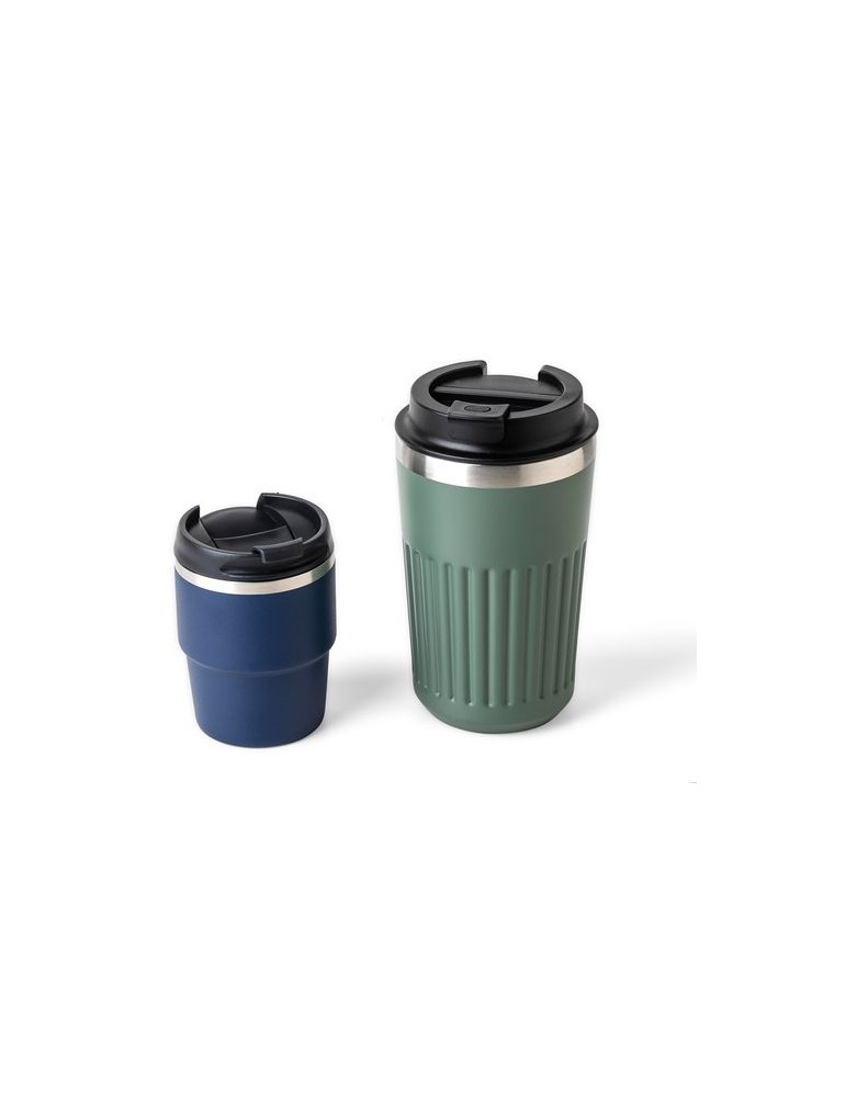 Mug double paroi de 175 ml en acier inoxydable recyclé Oli Matières : céramique Couleurs : noir objet promo petit budget