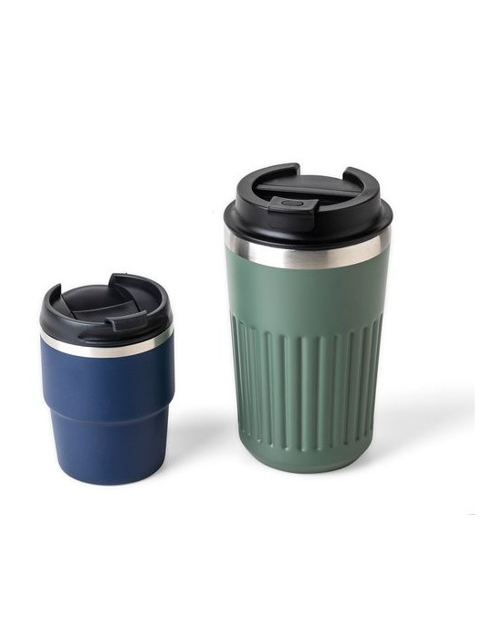 Mug double paroi de 175 ml en acier inoxydable recyclé Oli Matières : céramique Couleurs : noir objet promo petit budget