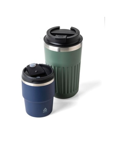 Mug double paroi de 175 ml en acier inoxydable recyclé Oli Matières : céramique Couleurs : noir goodies publicitaire événementie