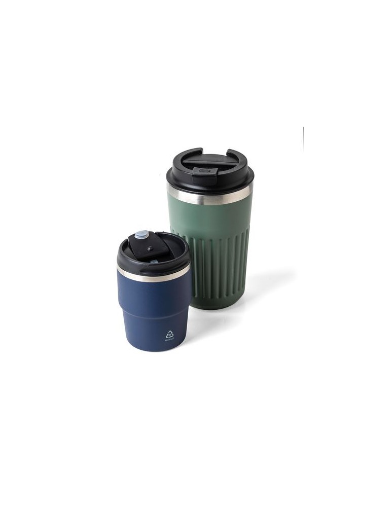 Mug double paroi de 175 ml en acier inoxydable recyclé Oli Matières : céramique Couleurs : noir goodies publicitaire événementie