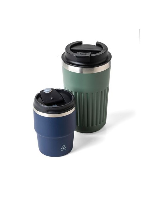 Mug double paroi de 175 ml en acier inoxydable recyclé Oli Matières : céramique Couleurs : noir goodies publicitaire événementie