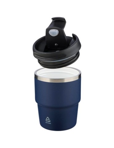Mug double paroi de 175 ml en acier inoxydable recyclé Oli Matières : céramique Couleurs : noir livraison express 24h 48h