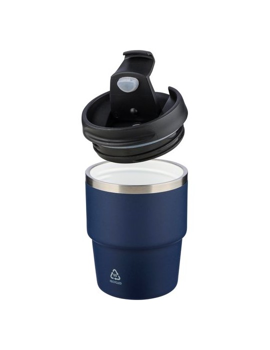 Mug double paroi de 175 ml en acier inoxydable recyclé Oli Matières : céramique Couleurs : noir livraison express 24h 48h