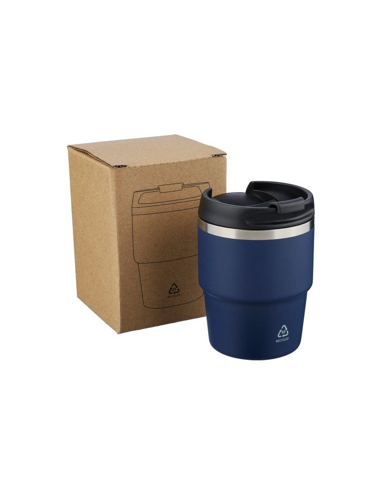 Mug double paroi de 175 ml en acier inoxydable recyclé Oli Matières : céramique Couleurs : noir personnalisation rapide en Franc