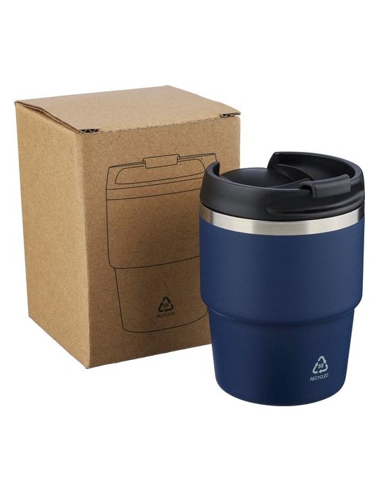 Mug double paroi de 175 ml en acier inoxydable recyclé Oli Matières : céramique Couleurs : noir personnalisation rapide en Franc