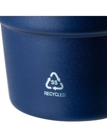 Mug double paroi de 175 ml en acier inoxydable recyclé Oli Matières : céramique Couleurs : noir goodies personnalisé en stock