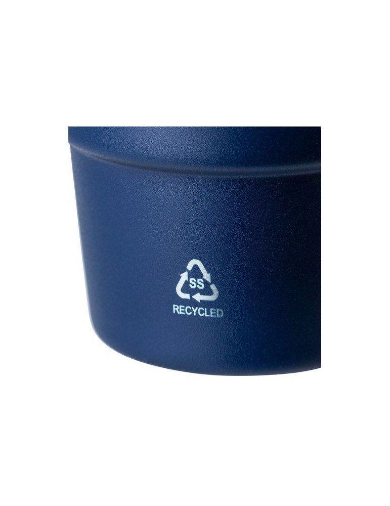 Mug double paroi de 175 ml en acier inoxydable recyclé Oli Matières : céramique Couleurs : noir goodies personnalisé en stock