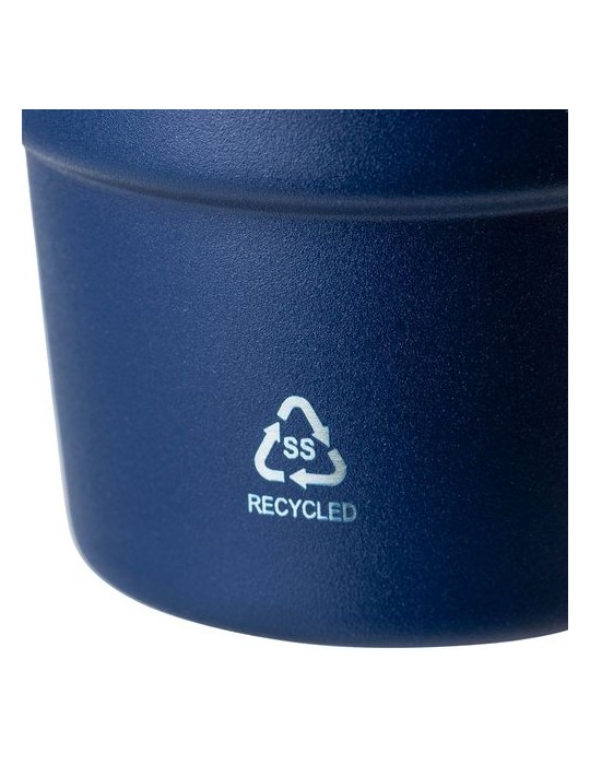 Mug double paroi de 175 ml en acier inoxydable recyclé Oli Matières : céramique Couleurs : noir goodies personnalisé en stock