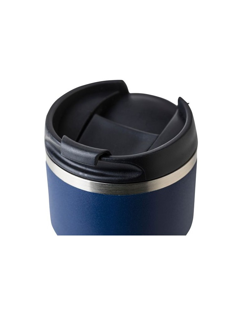 Mug double paroi de 175 ml en acier inoxydable recyclé Oli Matières : céramique Couleurs : noir goodies publicitaire durable