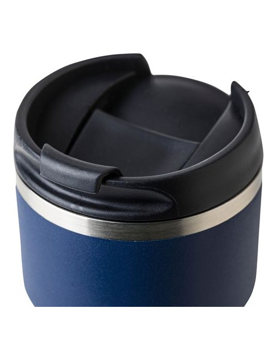 Mug double paroi de 175 ml en acier inoxydable recyclé Oli Matières : céramique Couleurs : noir goodies publicitaire durable