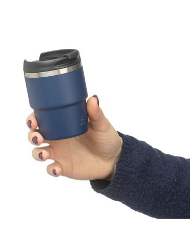 Mug double paroi de 175 ml en acier inoxydable recyclé Oli Matières : céramique Couleurs : noir goodies publicitaire événementie