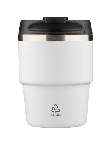 Mug double paroi de 175 ml en acier inoxydable recyclé Oli Matières : céramique Couleurs : blanc cadeau entreprise pas cher