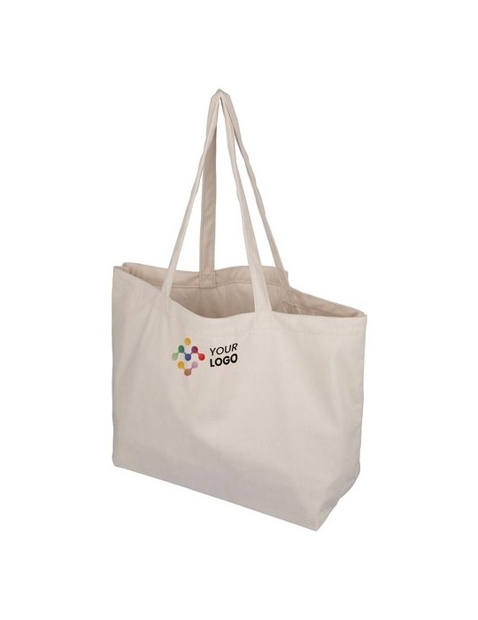 Sac shopping en velours côtelé Tino Couleurs : gris marquage laser ultra précis