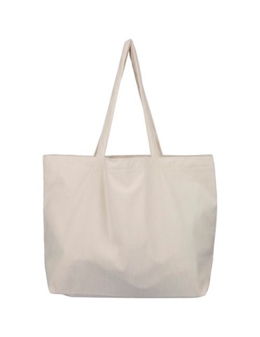 Sac shopping en velours côtelé Tino Couleurs : beige personnalisation rapide en France