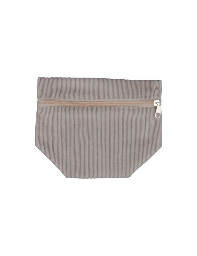 Trousse à maquillage zippée en velours côtelé Tia Couleurs : gris
