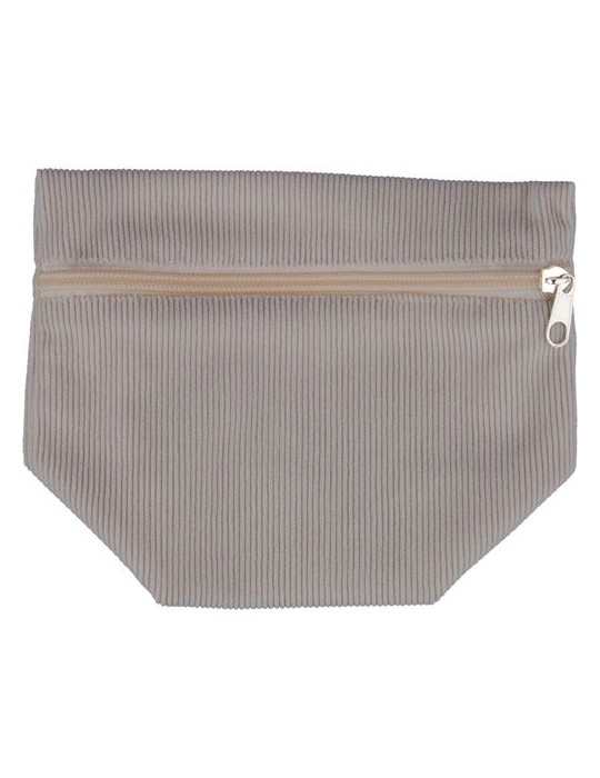 Trousse à maquillage zippée en velours côtelé Tia Couleurs : gris