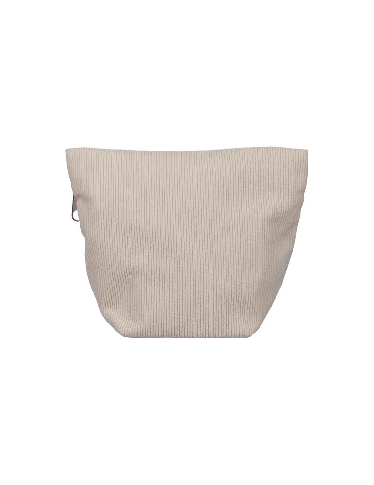 Trousse à maquillage zippée en velours côtelé Tia Couleurs : gris objet promo petit budget