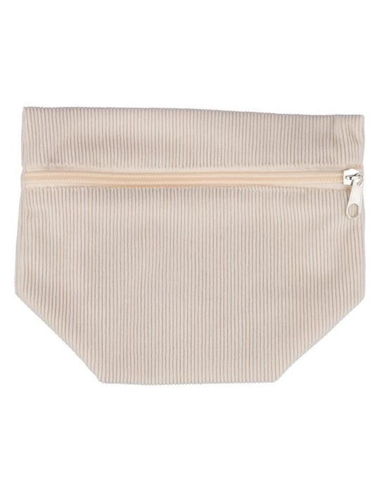 Trousse à maquillage zippée en velours côtelé Tia Couleurs : gris objet promotionnel éco-responsable