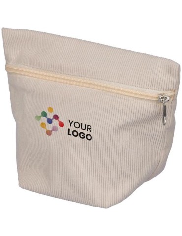 Trousse à maquillage zippée en velours côtelé Tia Couleurs : beige goodies entreprise design