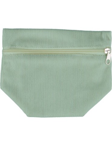 Trousse à maquillage zippée en velours côtelé Tia Couleurs : vert pastel personnalisable avec votre logo