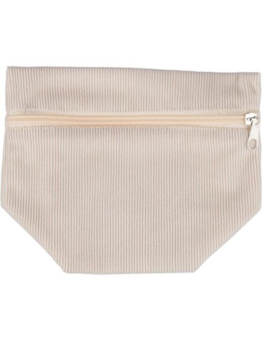 Trousse à maquillage zippée en velours côtelé Tia Couleurs : vert pastel marquage laser ultra précis