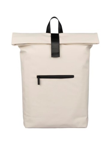 Sac à dos en PU recyclé Naiya Matières : polyester Couleurs : beige personnalisable avec votre logo