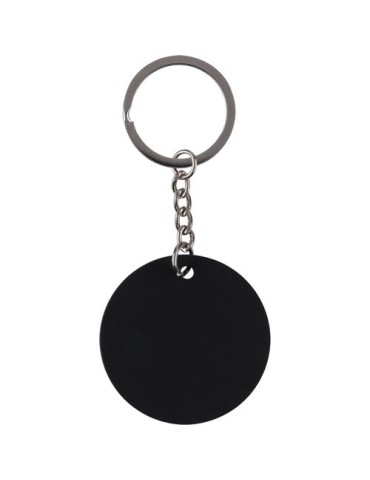Porte-clés rond en acier inoxydable recyclé Risa Couleurs : noir Matières : acier inoxydable recyclé