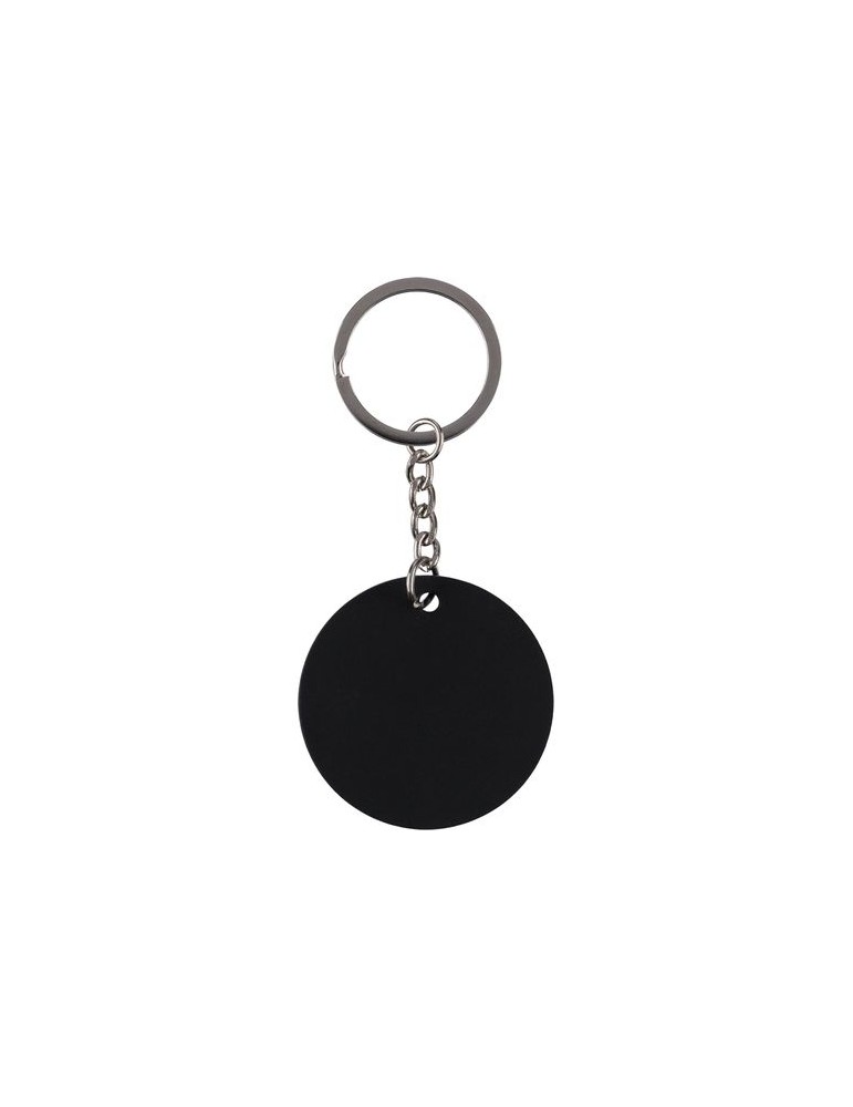 Porte-clés rond en acier inoxydable recyclé Risa Couleurs : noir Matières : acier inoxydable recyclé