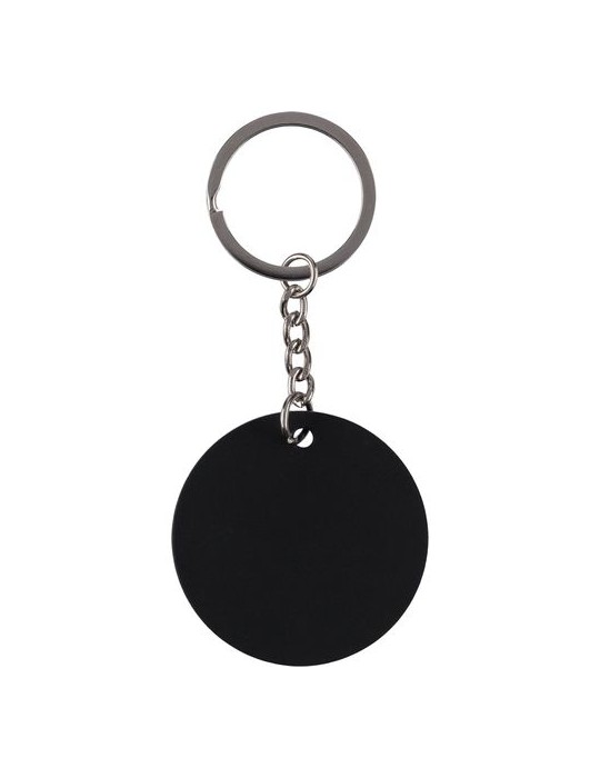 Porte-clés rond en acier inoxydable recyclé Risa Couleurs : noir Matières : acier inoxydable recyclé