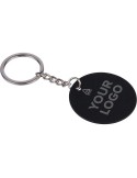 Porte-clés rond en acier inoxydable recyclé Risa Couleurs : noir Matières : acier inoxydable recyclé personnalisable avec votre 