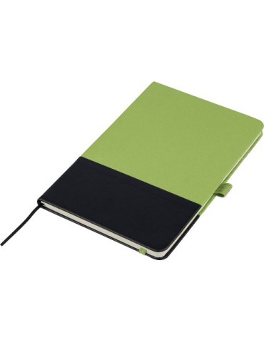 Carnet A5 en polyester rPET Yuna Couleurs : vert citron personnalisation sur mesure