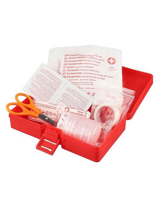 Trousse de premiers secours PP Amina Matières : polyester Couleurs : rouge personnalisable avec votre logo