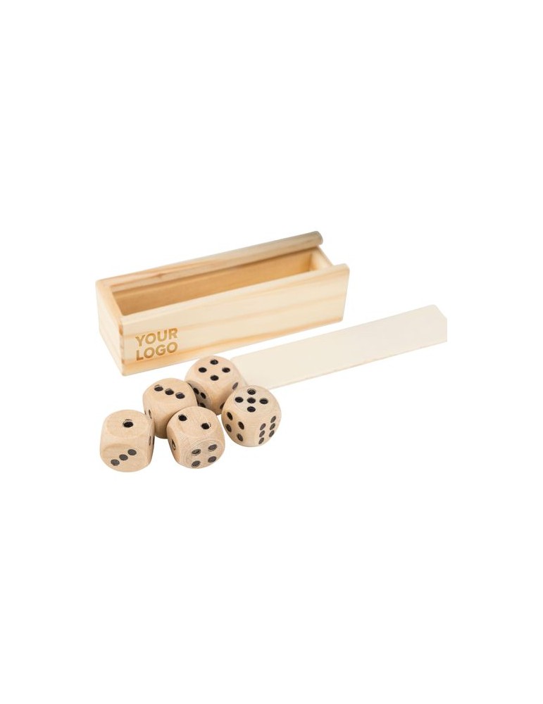 Jeu de dés en bois de hêtre Celine Matières : bois Couleurs : brun cadeau entreprise pas cher