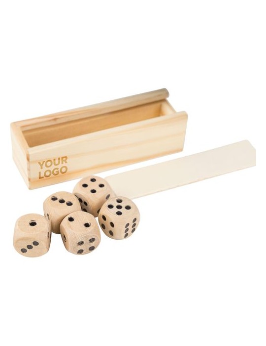 Jeu de dés en bois de hêtre Celine Matières : bois Couleurs : brun cadeau entreprise pas cher