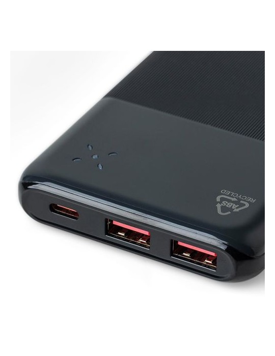 Power bank en ABS recyclé Tavi Matières : ABS recyclé Couleurs : noir objet publicitaire robuste