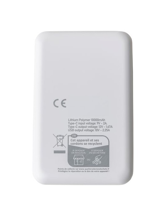 Power bank en ABS recyclé Tavi Matières : ABS recyclé Couleurs : noir goodies personnalisé en stock