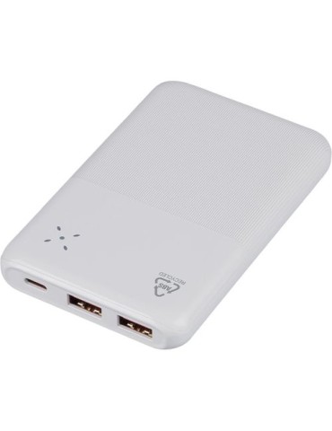 Power bank en ABS recyclé Tavi Matières : ABS recyclé Couleurs : blanc personnalisation rapide en France