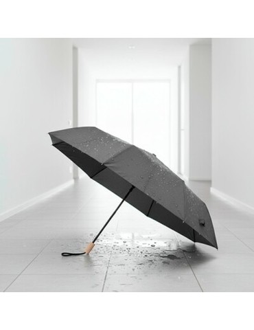 Parapluie coupe-vent en RPET, manuel, pliable | Uksan Matières : bois Couleurs : noir 2