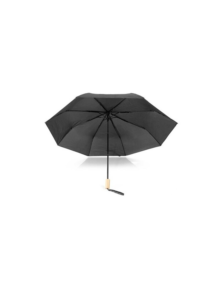 Parapluie coupe-vent en RPET, manuel, pliable | Uksan Matières : bois Couleurs : noir marquage laser ultra précis