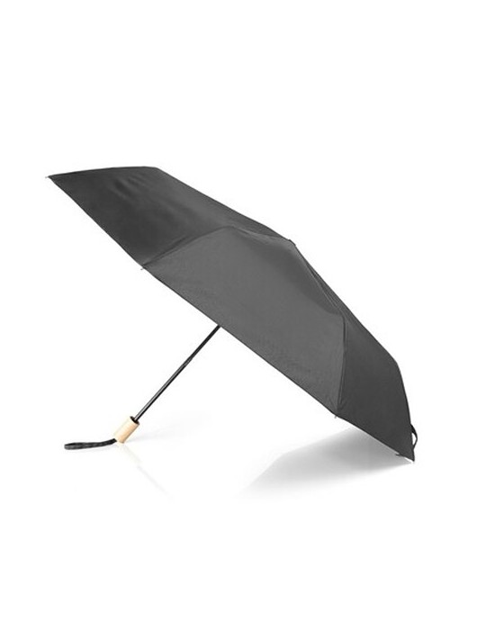 Parapluie coupe-vent en RPET, manuel, pliable | Uksan Matières : bois Couleurs : noir objet promotionnel éco-responsable