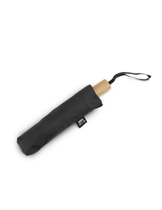 Parapluie coupe-vent en RPET, manuel, pliable | Uksan Matières : bois Couleurs : noir accessoire événementiel unique