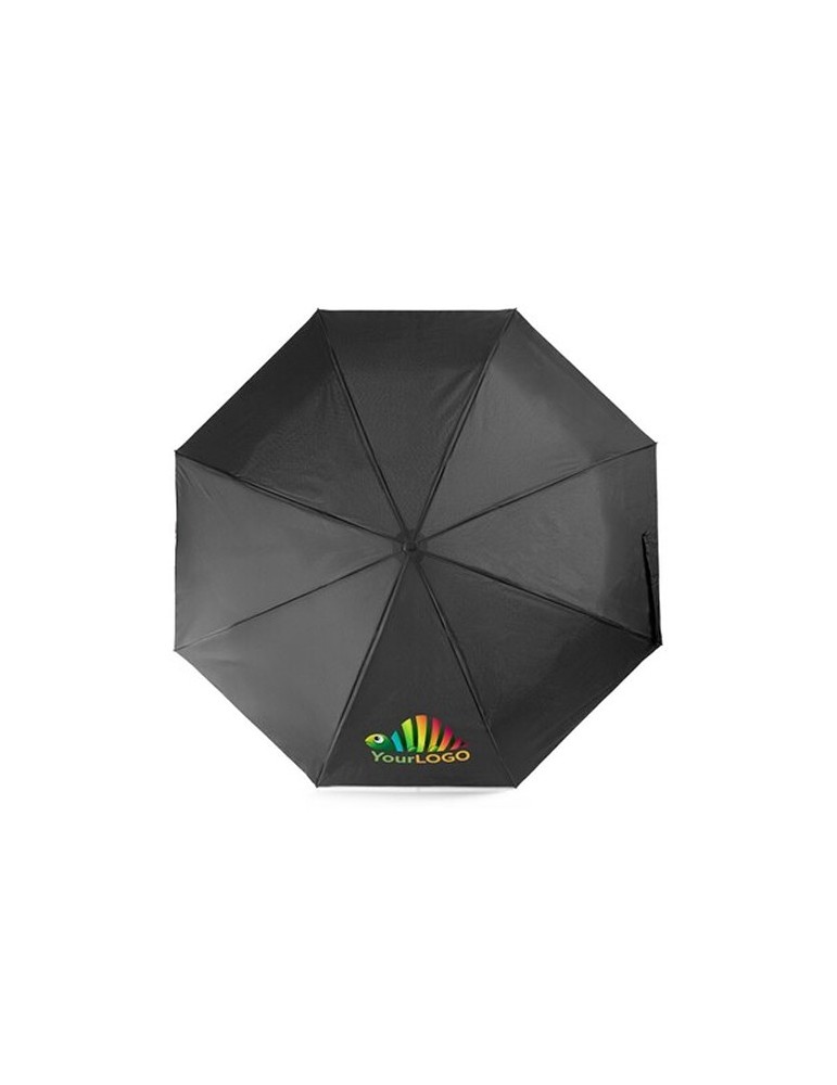 Parapluie coupe-vent en RPET, manuel, pliable | Uksan Matières : bois Couleurs : noir objet publicitaire robuste