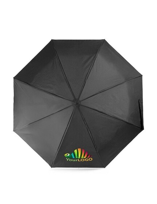 Parapluie coupe-vent en RPET, manuel, pliable | Uksan Matières : bois Couleurs : noir objet publicitaire robuste