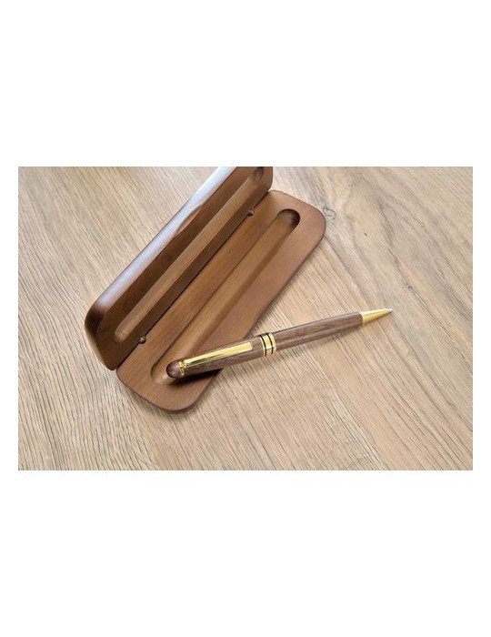 Stylo bille twist en bois de noyer Noa Matières : bois Couleurs : brun marquage laser ultra précis