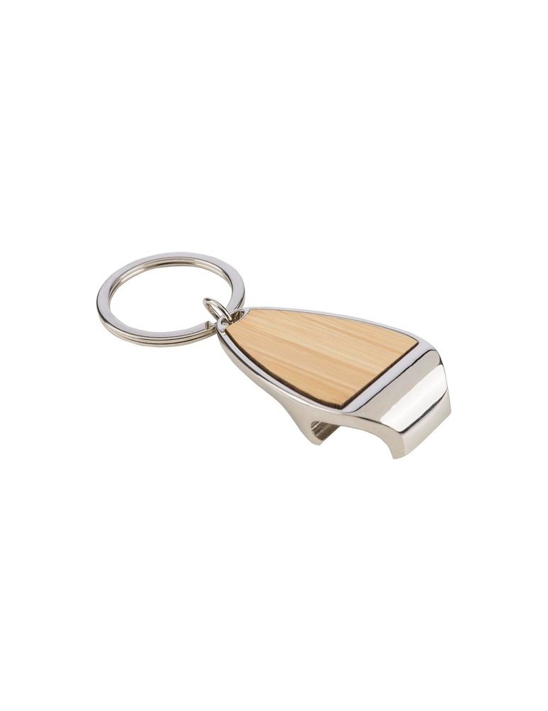 Porte-clés en alliage de zinc Aria Matières : bambou Couleurs : brun impression haute définition