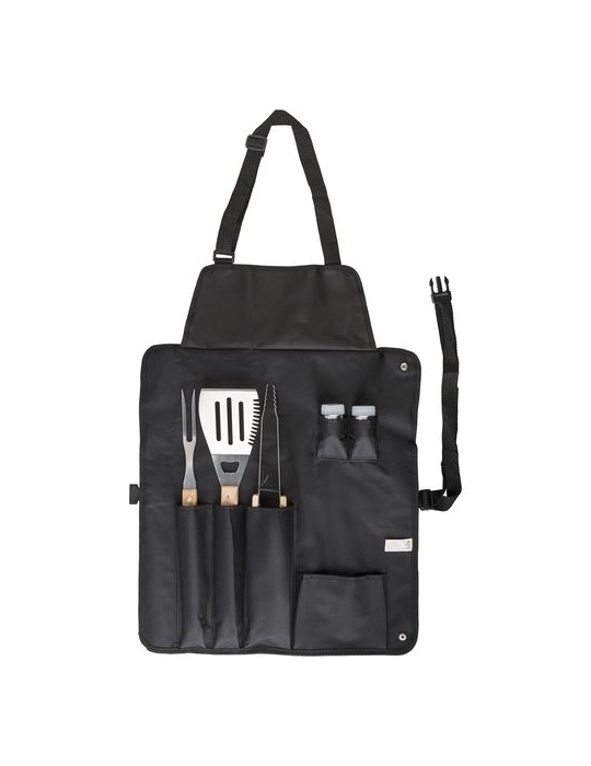 Tablier barbecue en polyester 600D Hugo Matières : bois Couleurs : noir