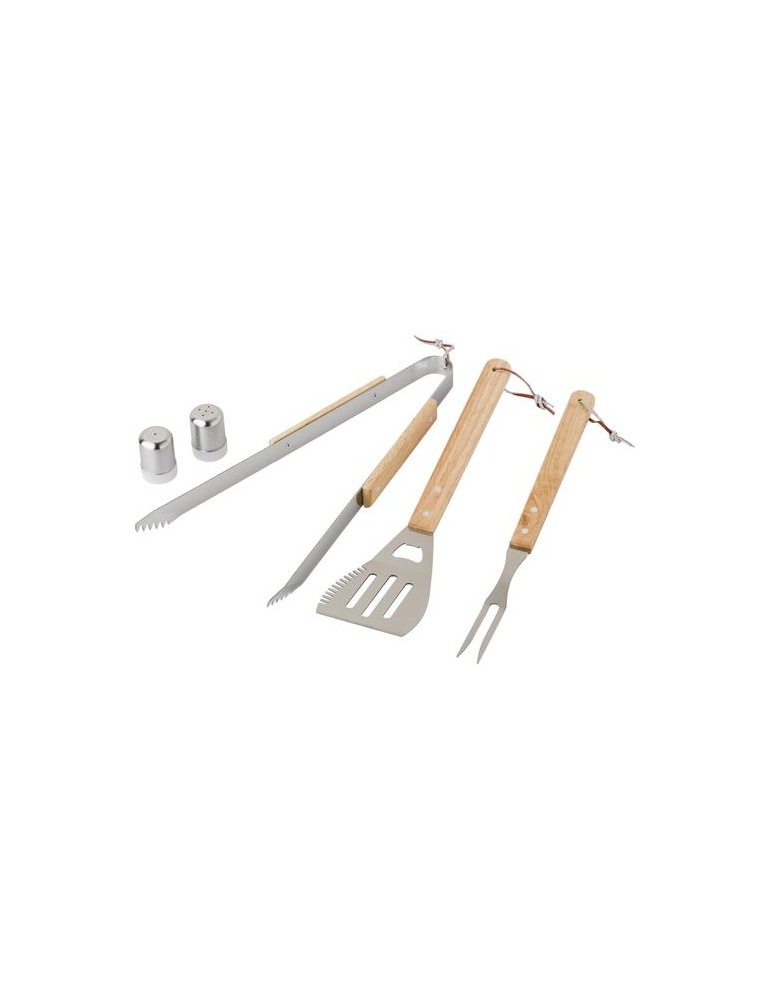 Tablier barbecue en polyester 600D Hugo Matières : bois Couleurs : noir cadeau entreprise pas cher